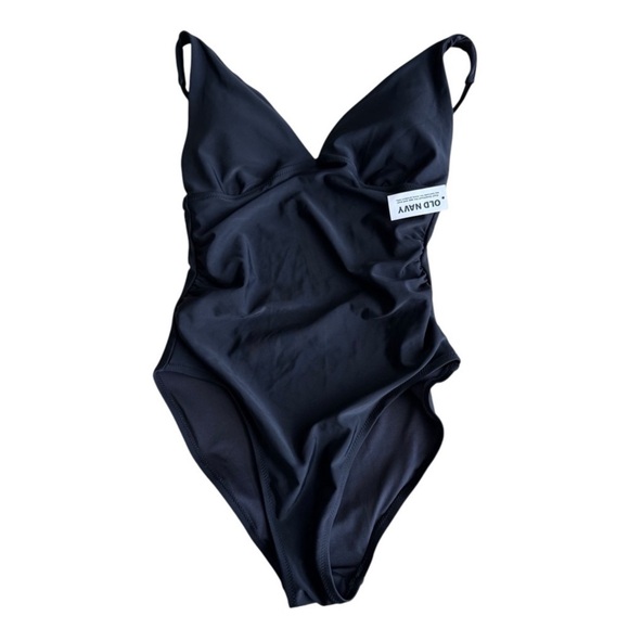 Old Navy Ruched Deep V-Neck One-Piece Swimsuit NWT SMALL - Picture 2 of 3